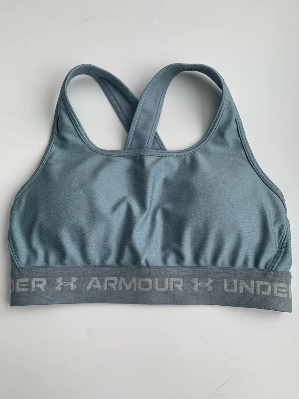 UNDER ARMOUR Women’s Blue Gray Compression Crossback Pullover Sports Bra Small